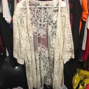 Cute lace cardigan off white colored size medium